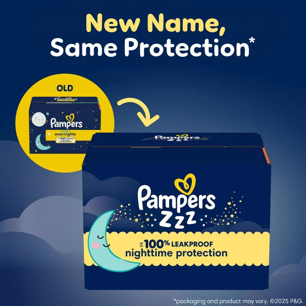 Pampers ZZZ Overnight Diapers, Size 3 (13-26 lbs), 116 Count, Nighttime Protection Disposable Baby Diaper