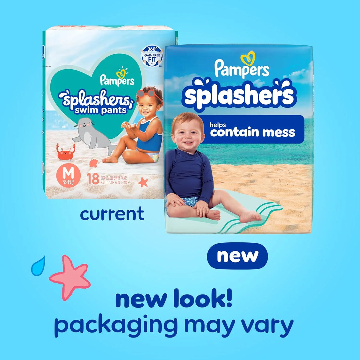 Pampers Splashers Swim Diapers, Size 4, 18 Count, Disposable Swim Diapers, Contains Mess, No Swell