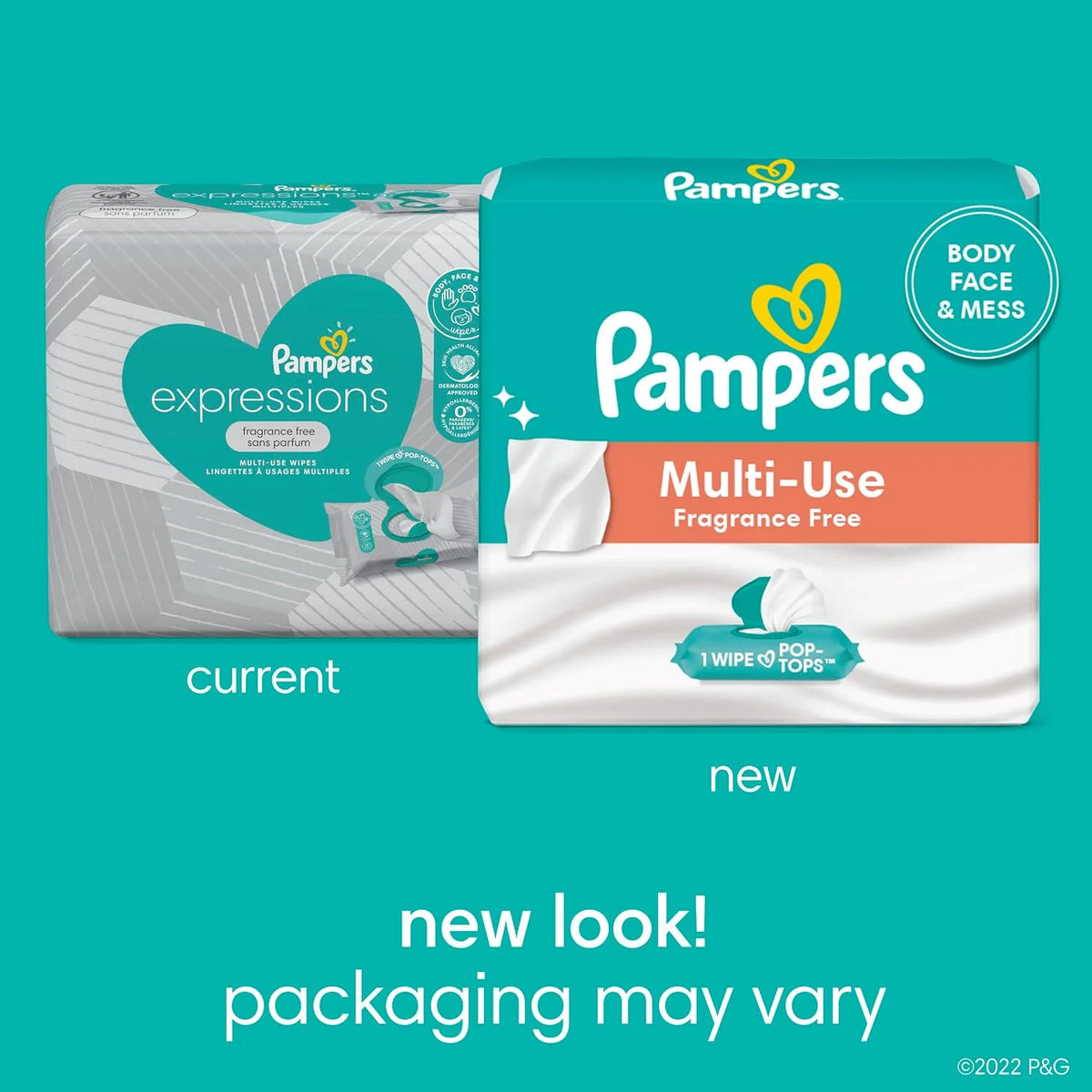 Pampers Multi-Use Wet Wipes, 1X Pop-Top, Hypoallergenic and Dermatologist-Tested Baby Wipes, Fragrance Free, 56 Count