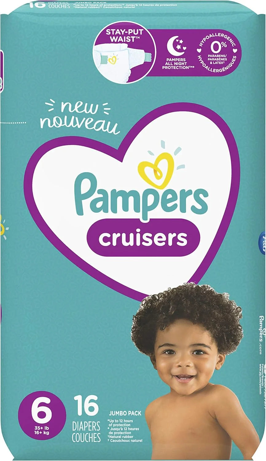 PAMPERS CRUISERS STAGE 6 DISPOSABLE DIAPERS XXL BOY OR GIRL ADHESIVE TABS 16 CT - 0037000751931