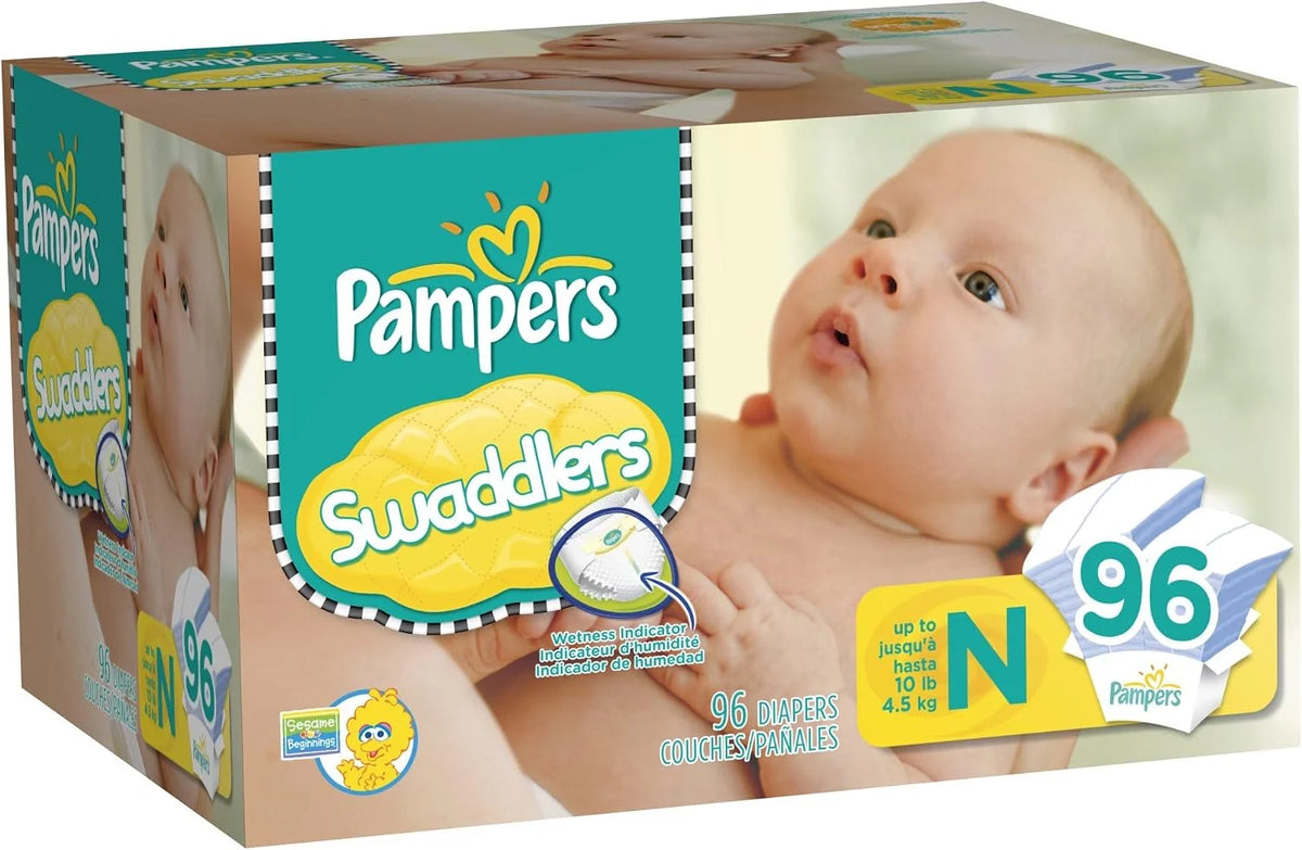 Pampers Swaddlers Diapers, Super Pack, Size Newborn, 96 Count
