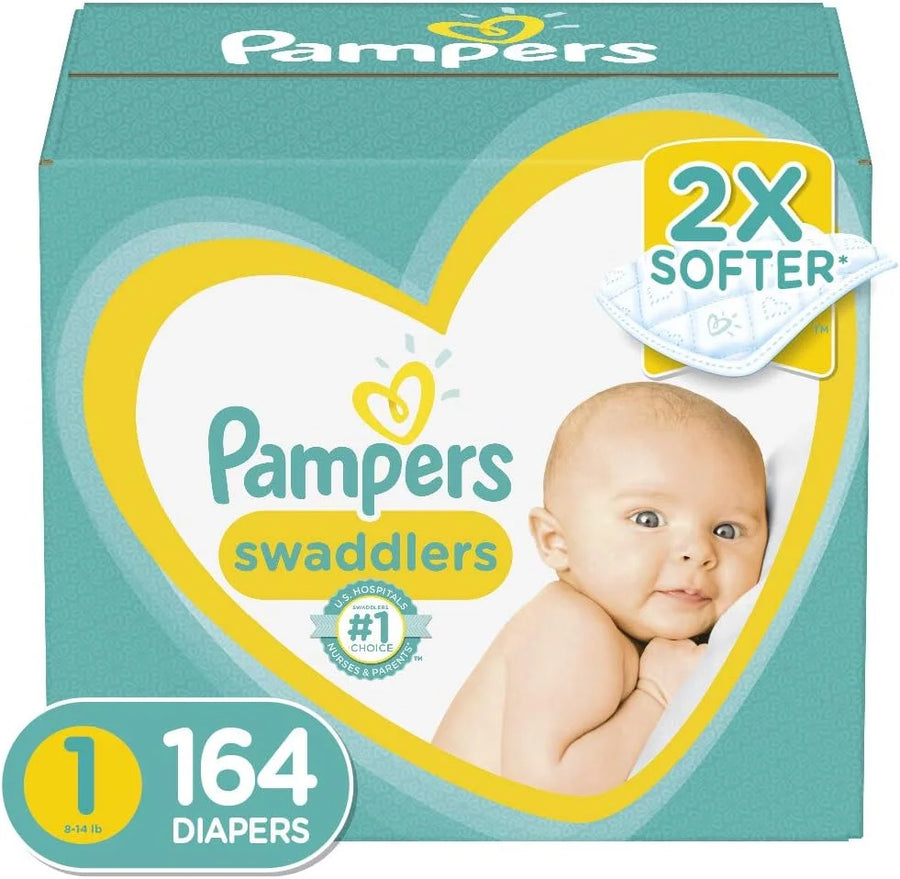 Diapers Newborn/Size 1 (8-14 lb), 164 Count - Pampers Swaddlers Disposable Baby Diapers, Enormous Pack