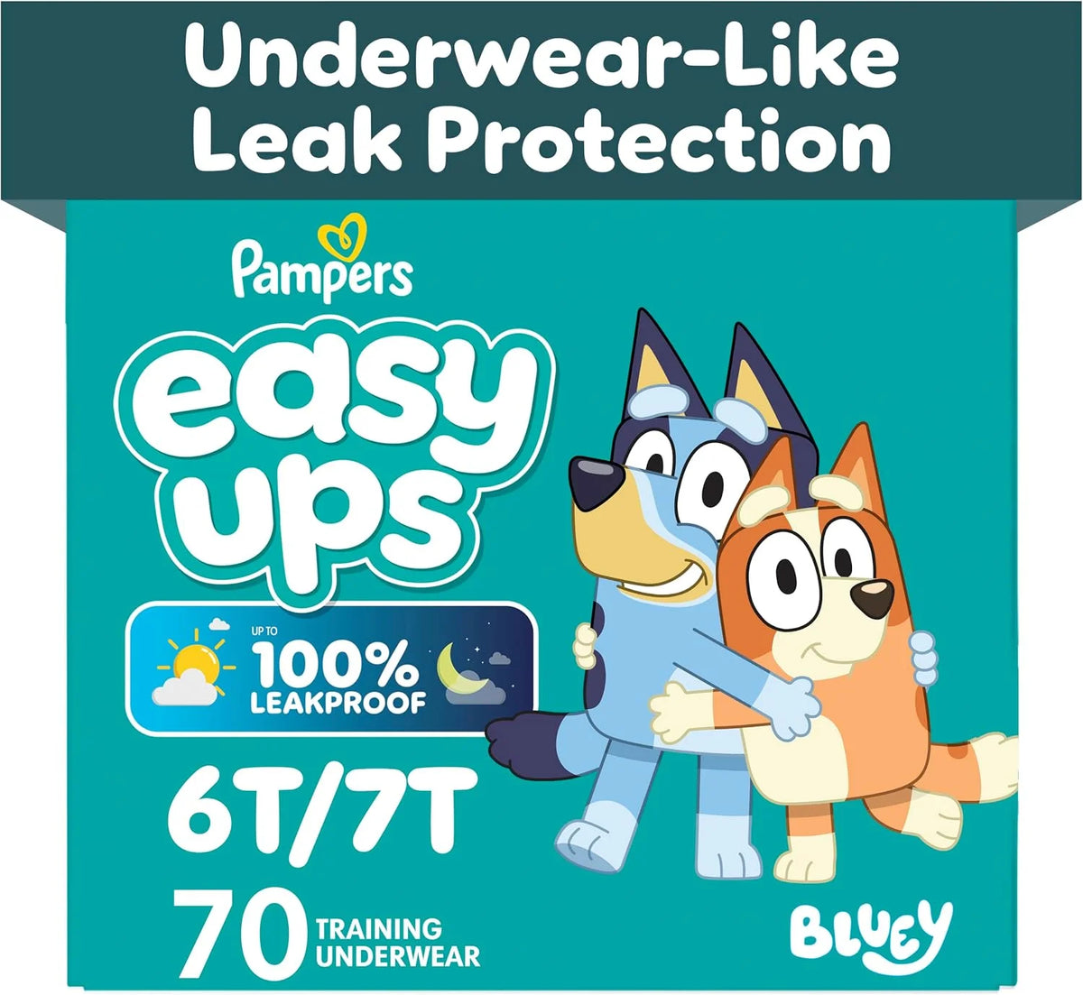 Easy Ups Girls & Boys Potty Training Pants, Size 8 (6T-7T), 70 Count, Bluey Absorbent Pull Up Training Underwear, Up to 100% Leakproof Day and Night, Hypoallergenic