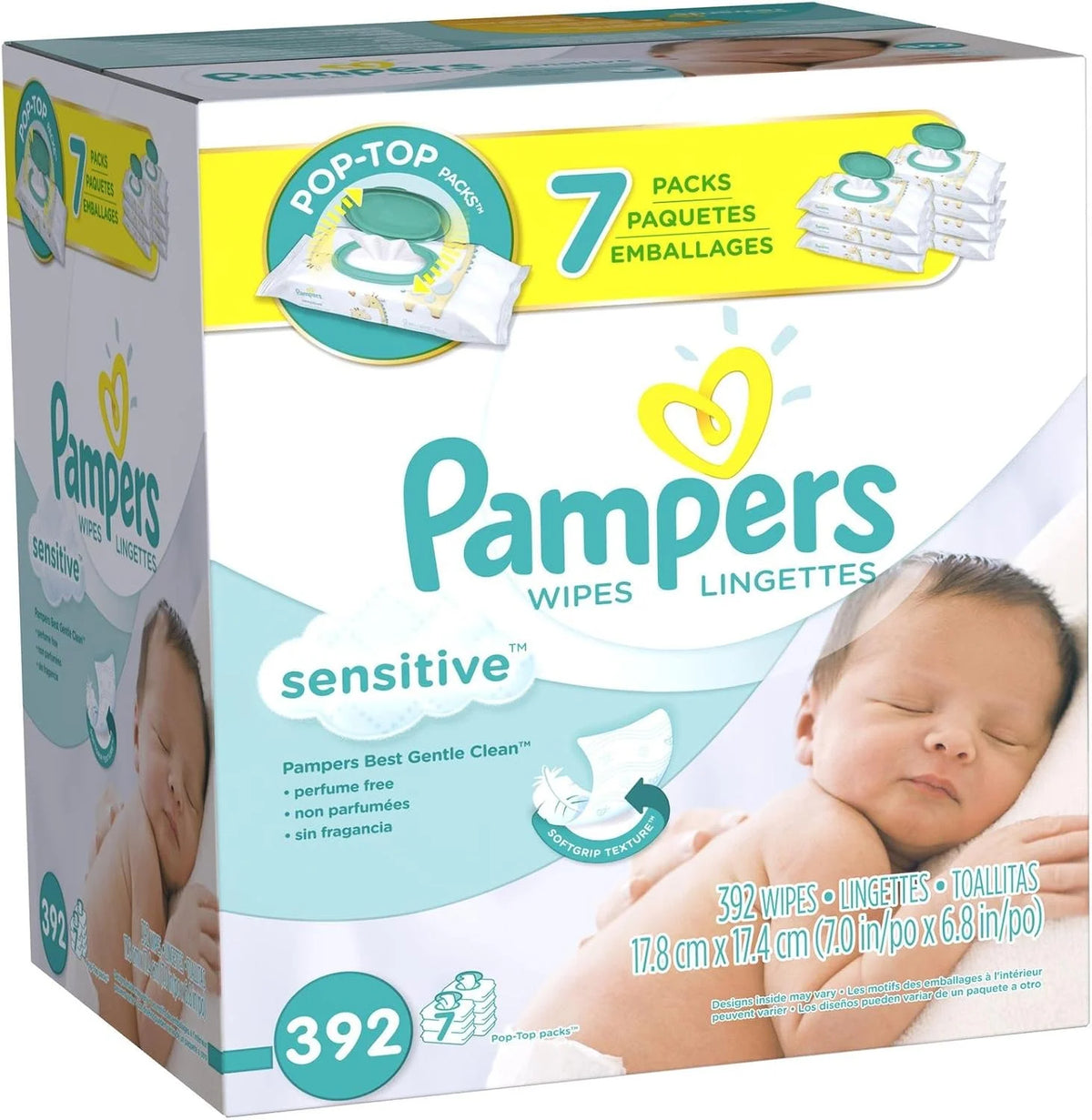 Pampers Sensitive Baby Wipes - Unscented - 392 ct